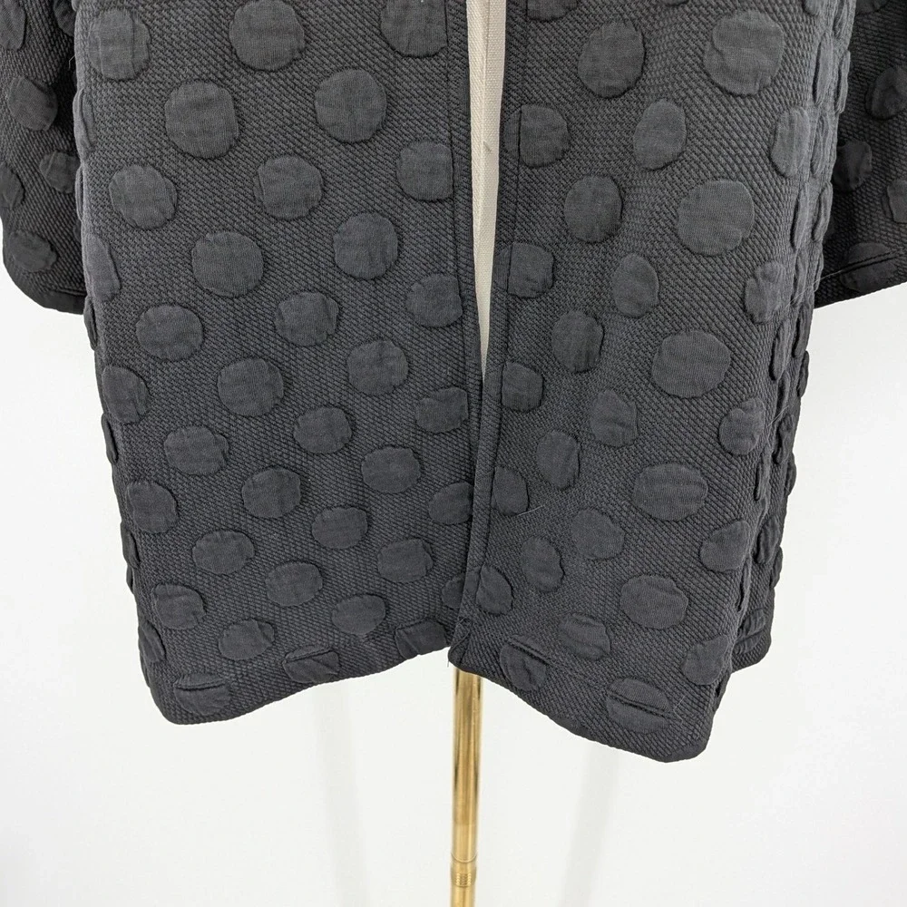 Boho THML‎ Embroidered Floral Dot Open Tunic Jacket Size M Peasant Textured - Picture 7 of 11